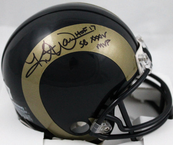 Kurt Warner Signed St. Louis Rams 00-16 Mini Helmet w/HOF/SB MVP-Beckett W Holo