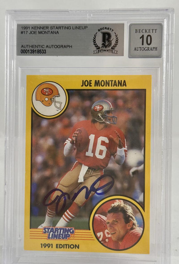 1991 Kenner Starting Lineup #17 Joe Montana Auto SF 49ers BAS Autograph 10