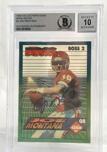 1994 Collector's Edge Boss Squad #2 Joe Montana Auto Chiefs BAS Autograph 10