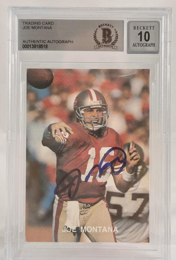 1990 Trading Card #15 Joe Montana Auto San Francisco 49ers BAS Autograph 10