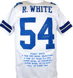 Randy White Autographed White Pro Style STAT Jersey w/HOF-Prova *Silver