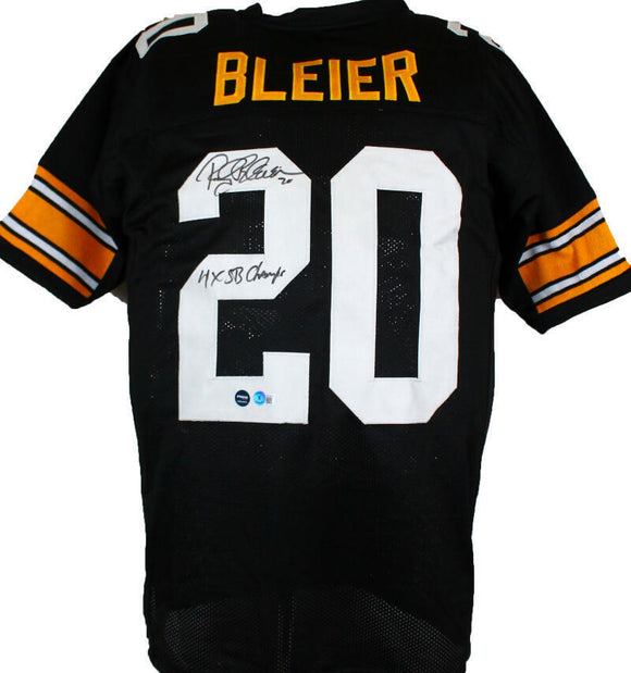 Rocky Bleier Autographed Black Pro Style Jersey w/ 4x SB Champs-Beckett W Holo