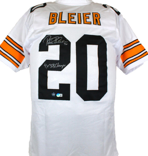 Rocky Bleier Autographed White Pro Style Jersey w/ 4x SB Champs-Beckett W Holo