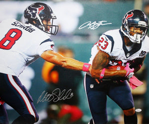 Arian Foster Matt Schaub Autographed 20x24 Hand Off Canvas- JSA W Authenticated