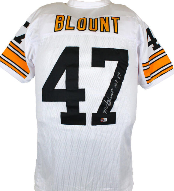 Mel Blount Autographed White Pro Style Jersey w/HOF-Beckett W Hologram *Silver