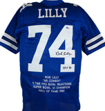 Bob Lilly Autographed Blue Pro STAT Style Jersey w/HOF-Beckett W Hologram *Black