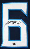 Treylon Burks Autographed Blue Pro Style Jersey-Beckett W Hologram *Black