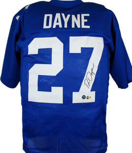 Ron Dayne Autographed Blue Pro Style Jersey-Beckett W Hologram *Black