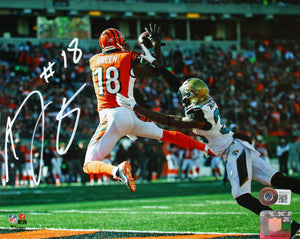 AJ Green Autographed 8x10 Bengals TD Catch Photo-Beckett W Hologram *White