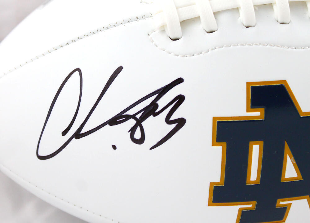 Chase Claypool Signed Notre Dame Logo Football w/Play Like a Champ