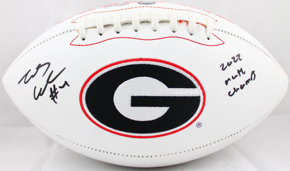 James Cook Signed Georgia Bulldogs Logo Football w/22 Natl Champs-Beckett W Holo