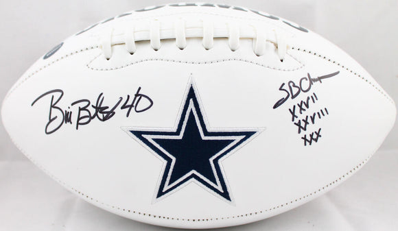 Bill Bates Autographed Dallas Cowboys Logo Football W/SB Champs-Prova *Black