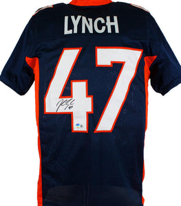 John Lynch Autographed Blue Pro Style Jersey- Beckett W Hologram *Black