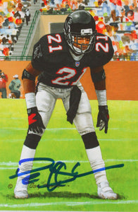 Deion Sanders Autographed Atlanta Falcons Goal Line Art Card - Beckett W Holo