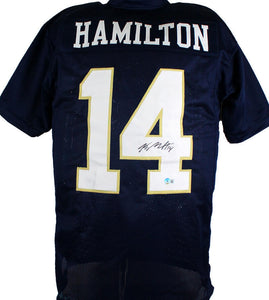 Kyle Hamilton Autographed Blue College Style Jersey-Beckett W Hologram *Black