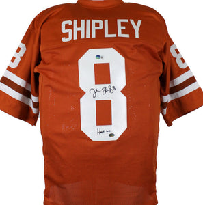 Jordan Shipley Autographed Orange College Style Jersey w/ Hook Em-Beckett Holo