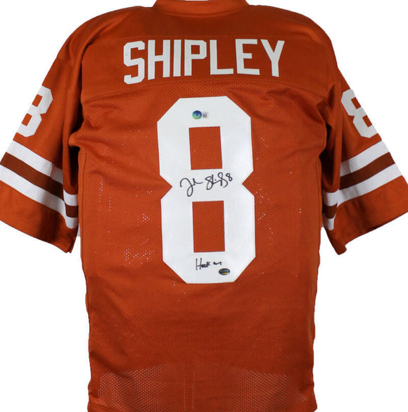 Jordan Shipley Autographed Orange College Style Jersey w/ Hook Em-Beckett Holo