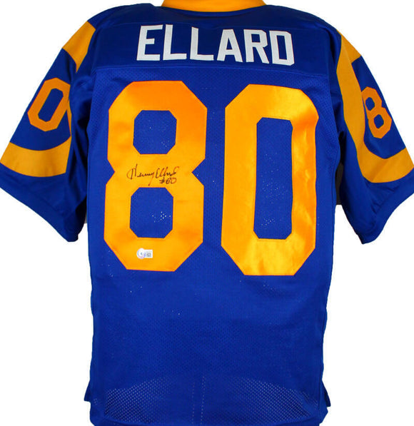 Henry Ellard Autographed Blue Pro Style Jersey- Beckett Hologram *Black