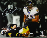 Ray Lewis Signed Baltimore Ravens 16x20 Over Roethlisberger Photo-Beckett W Holo