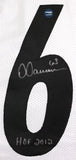 Dermontti Dawson Autographed White Pro Style Jersey w/ HOF- Prova *Silver