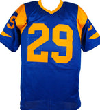 Eric Dickerson Autographed Blue Pro Style STAT Jersey w/ HOF - Beckett W Holo