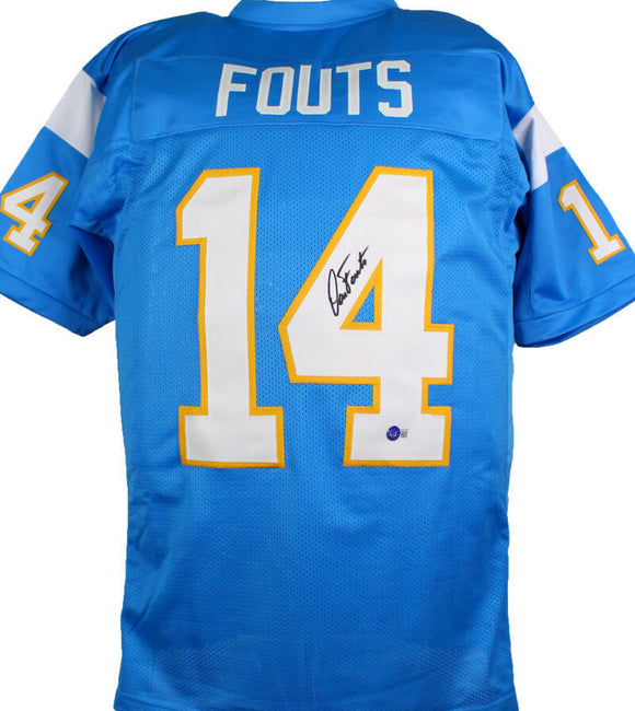 Dan Fouts Autographed Light Blue Pro Style Jersey- Beckett W Hologram *Black