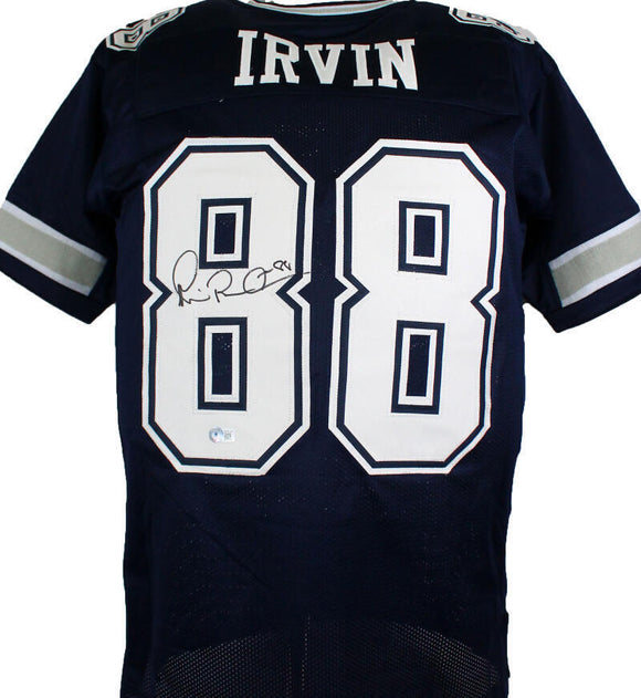 Michael Irvin Autographed Blue Pro Style Jersey L*8-Beckett W Hologram *Black