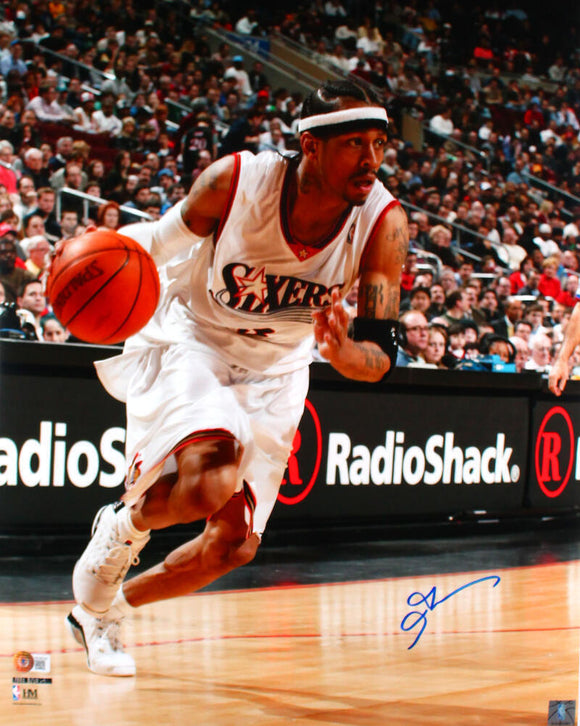 Allen Iverson Autographed Philadelphia 76ers 16x20 Drive Photo-Beckett W Holo