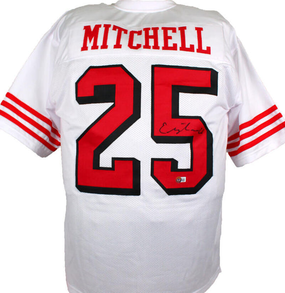 Elijah Mitchell Autographed White Pro Style Jersey-Beckett W Hologram *Black