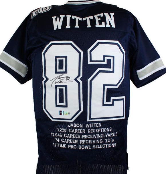 Jason Witten Autographed Blue STAT Pro Style Jersey - Beckett W Hologram *Black