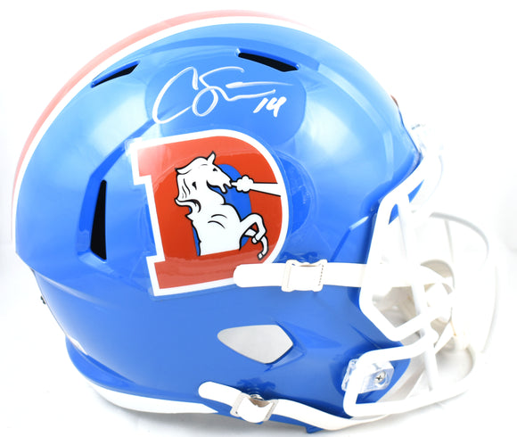 Courtland Sutton Autographed Broncos F/S 75-96 Speed Helmet- Beckett W Hologram