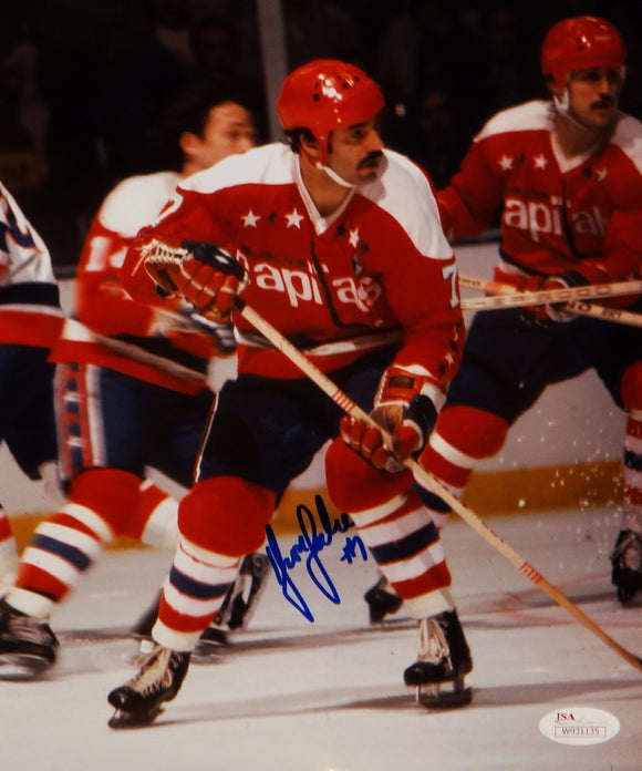 Yvon Labre Autographed 8x10 Washington Capitals In Play Photo with JSA W Auth