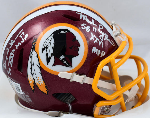 Mark Rypien Doug Williams Signed WFT Speed Mini Helmet w/SB MVP #2-BAW Holo