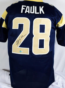 Marshall Faulk Autographed Blue/Gold Pro Style Jersey-Beckett W Hologram *Black