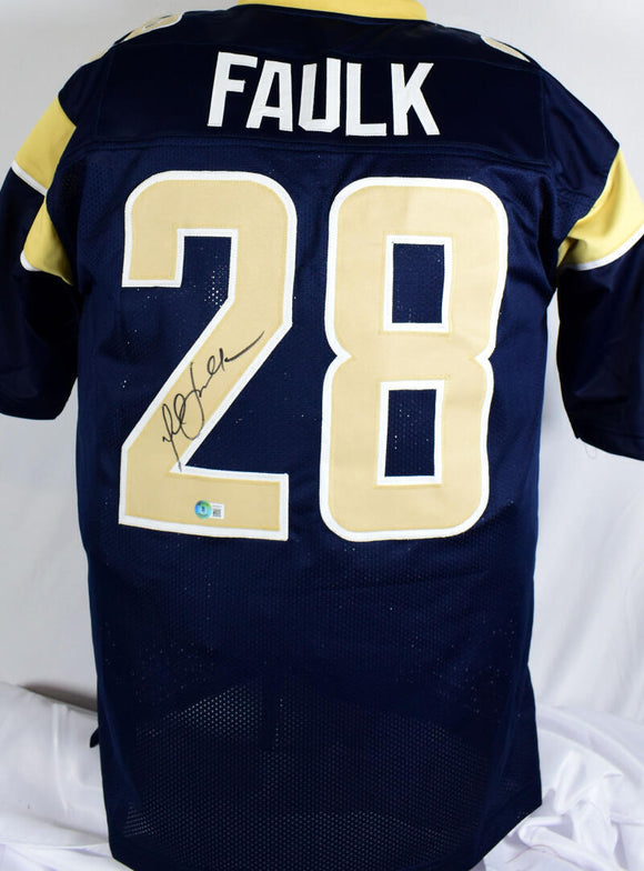 Marshall Faulk Autographed Blue/Gold Pro Style Jersey-Beckett W Hologram *Black