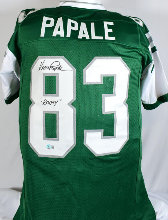 Vince Papale Autographed Green Pro Style Jersey w/ Rocky- Beckett W Hologram