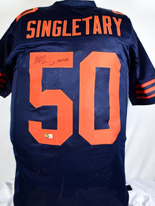 Mike Singletary Signed Blue Orange # Pro Style Jersey w/ HOF - Beckett W Holo