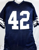 Lenny Moore Autographed Navy Blue College Style Jersey w/We Are- Beckett W Holo