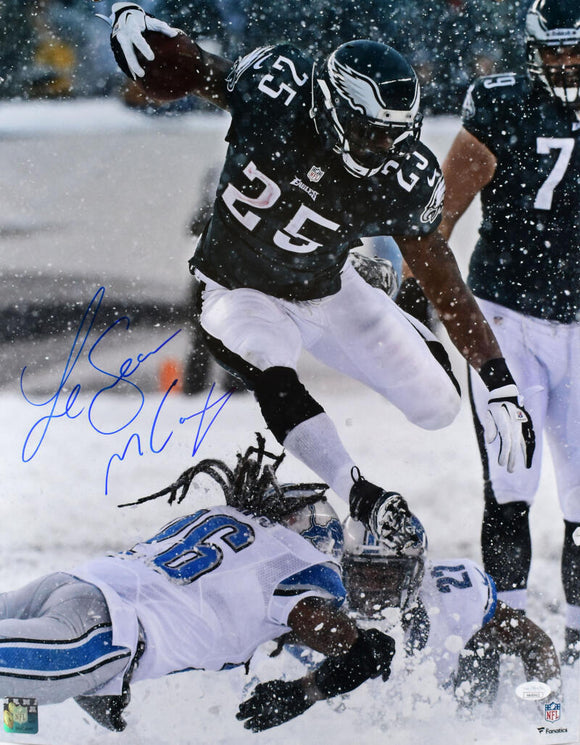 LeSean McCoy Autographed Philadelphia Eagles 16x20 Snow Photo - JSA W  *Blue