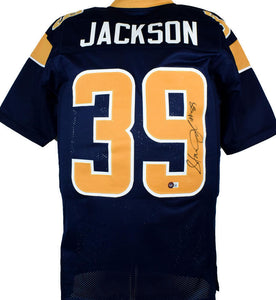 Steven Jackson Autographed Blue Pro Style Jersey - Beckett W Hologram *Black