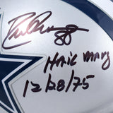 Staubach Pearson Signed Cowboys Mini Helmet w/Hail Mary Date-Beckett W Holo