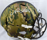 Nick Chubb Autographed Browns F/S Camo Speed Helmet - Beckett W Hologram *White