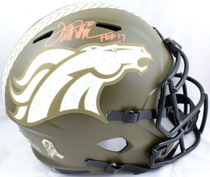 Terrell Davis Signed Broncos F/S Salute to Service Helmet w HOF-Beckett W Holo