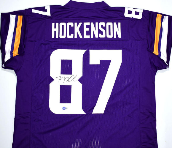 TJ Hockenson Autographed Purple Pro Style Jersey - Beckett W Hologram *Black