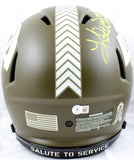 Kurt Warner Signed F/S Rams Salute to Service Speed Auth Helmet 2insc.-Beckett W