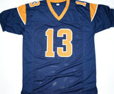 Kurt Warner Autographed Blue/Gold Pro Style Jersey w/HOF -Beckett W Hologram