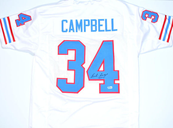 Earl Campbell Autographed White Pro Style Jersey- Beckett W Hologram *Black