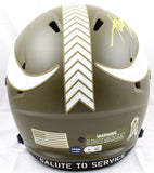 Adrian Peterson Signed Vikings F/S Salute to Service Speed Helmet- Beckett W