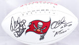 Mike Alstott Warren Sapp Signed Buccaneers Logo Football w/2 insc-Beckett W Holo