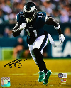 AJ Brown Autographed Eagles 8x10 Stance Photo- Beckett W Hologram *Black